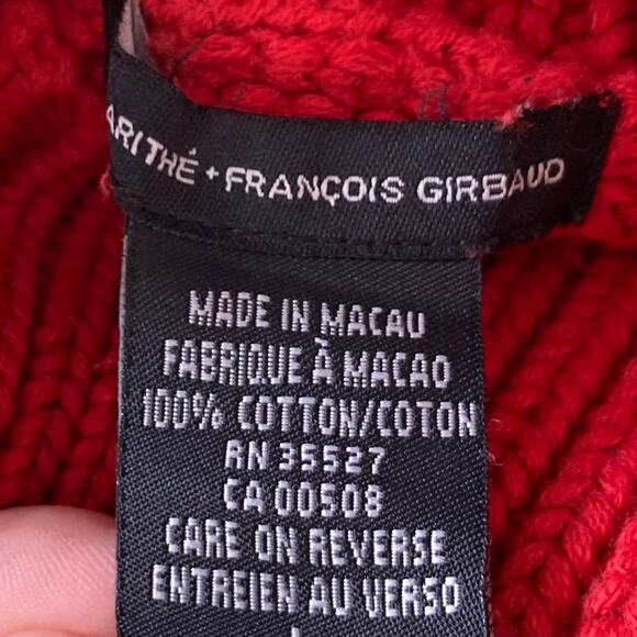 NWOT VINTAGE MARITHE FRANCOIS GIRBAUD Sweater Men L Red LogoSpellOut Turtleneck - Picture 7 of 7